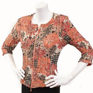 Joseph Ribkoff Coral Ruffle Textured Sequin Jacket